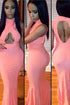 Pink Hollow-out Detail Fishtail Floor-length Evening Dress